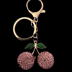 Cherry Keychain with Pink Glitter